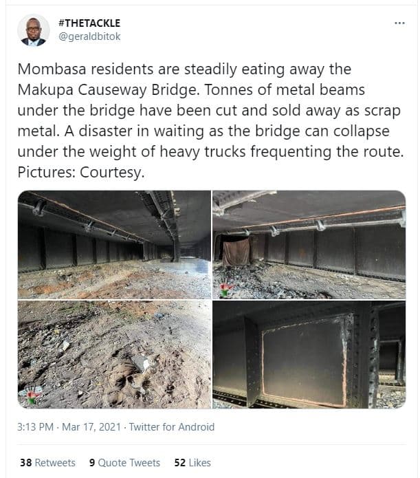 Thetackle geraldbitok mombasa residents are steadily eating away the makupa caus
