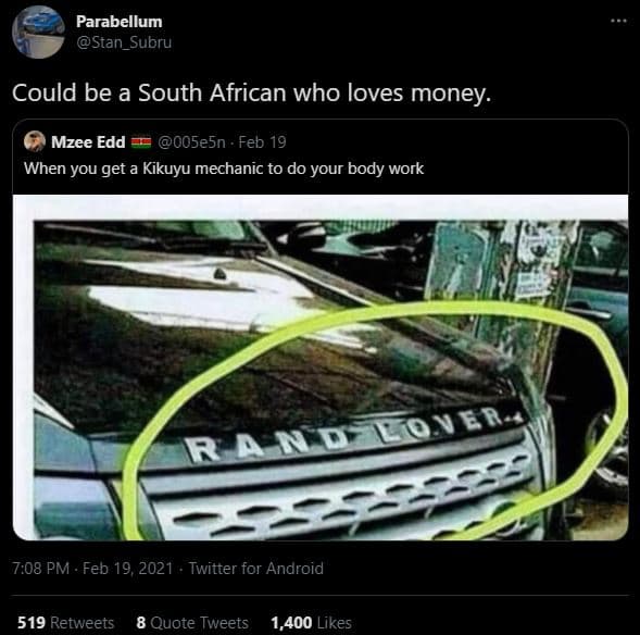 Parabellum stan_subru could be a south african who loves money. mzee edd 005e5n