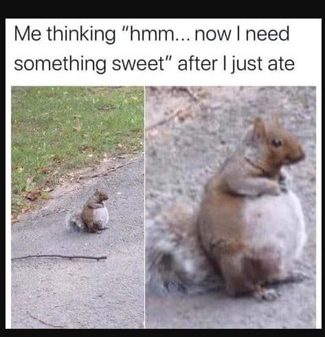 Me thinking hmm. now need something sweet after just ate