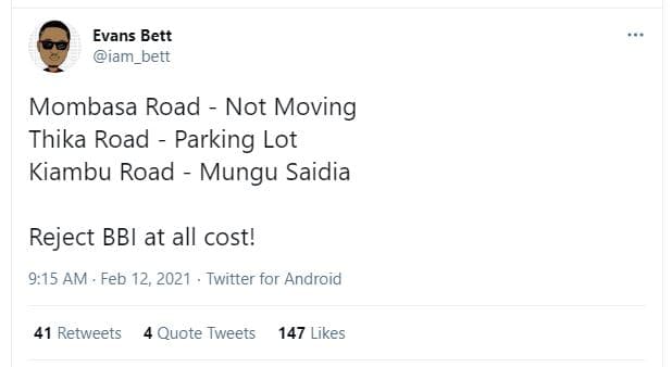 Evans bett iam_bett mombasa road not moving thika road parking lot kiambu road m