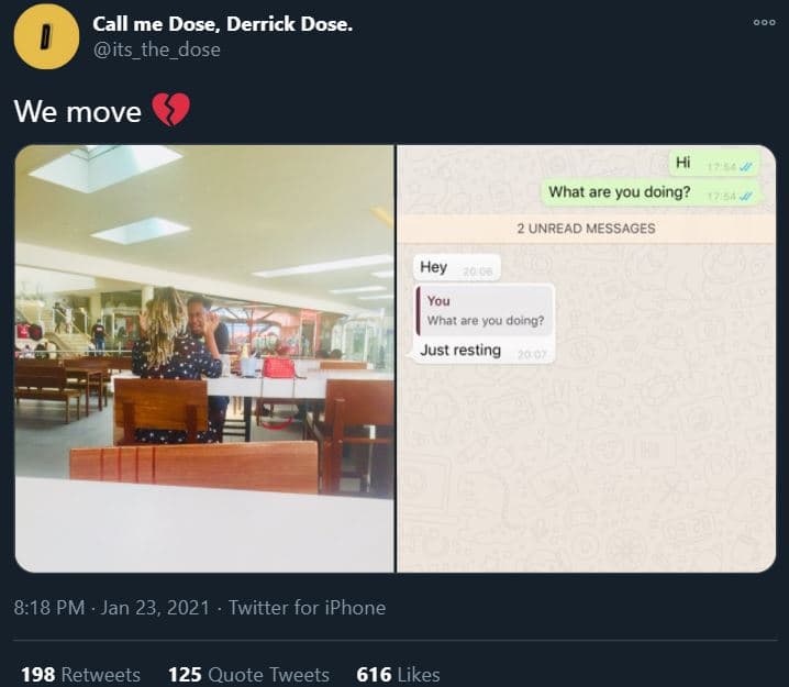 Call me dose, derrick dose. its_the_dose we move what are you doing? 2 unread me