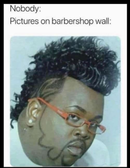 Nobody pictures on barbershop wall