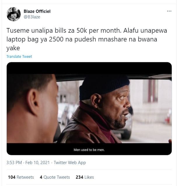 Blaze officiel b3laze tuseme unalipa bills za 5ok per month. alafu unapewa lapto