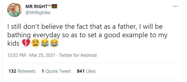 Mr right mrrightke still don't believe the fact that as a father, will be bathin