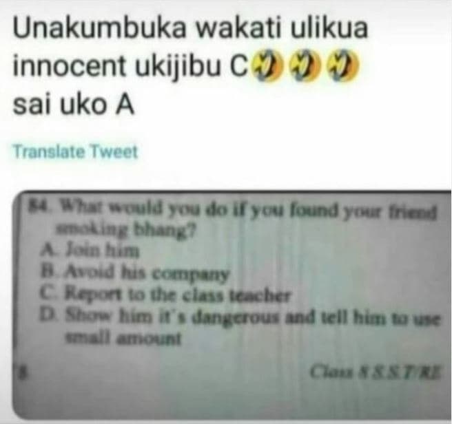 Unakumbuka wakati ulikua innocent ukijibu sai uko a translate tweet parenuld you