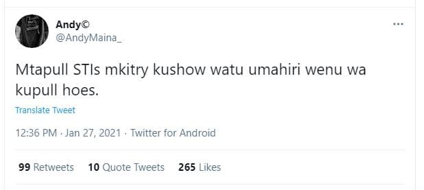 Andy andymaina mtapull stis mkitry kushow watu umahiri wenu wa kupull hoes trans