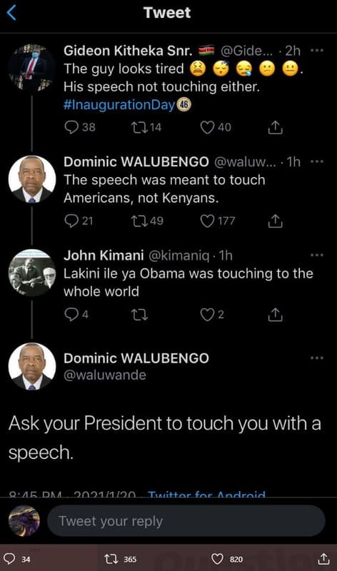 Tweet gideon kitheka snr. gide 2h the guy looks tired his speech not touching ei