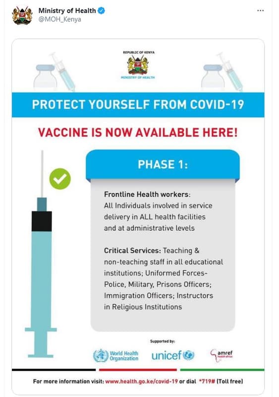 Ministry of health moh_kenya cbulic oauinta protect yourself from covid19 vaccin
