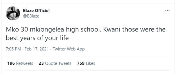 Blaze officiel b3laze mko 30 mkiongelea high school. kwani those were the best y