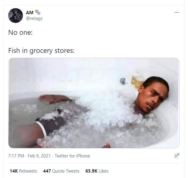 Am relagz no one fish in grocery stores 7,17 pm feb 9, twitter for iphone 14k re
