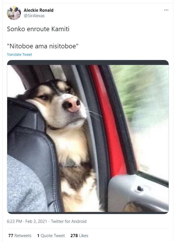 Aleckie ronald siralexas sonko enroute kamiti nitoboe ama nisitoboe translate tw