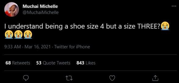 Muchai michelle muchaimichelle understand being a shoe size 4 but a size three?