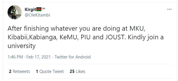 Kirgit olekitambi after finishing whatever you are doing at mku, kibabii, kabian