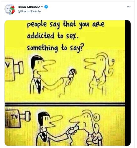 Brian mbunde brianmbunde people say łhał you ape addicłed ł sex. somełhing ł0 sa