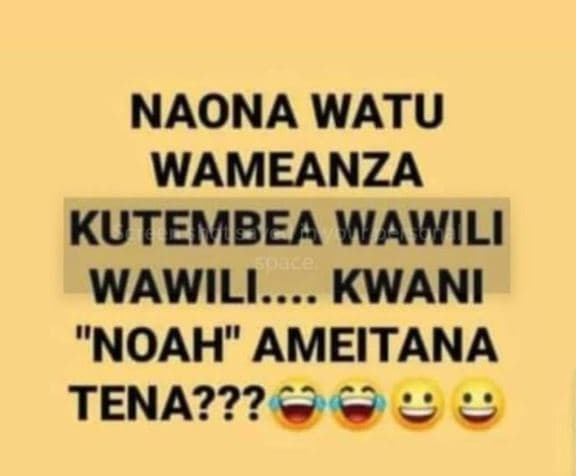 Naona watu wameanza kutembea wawili 8s wawili.. kwani noah ameitana tena???
