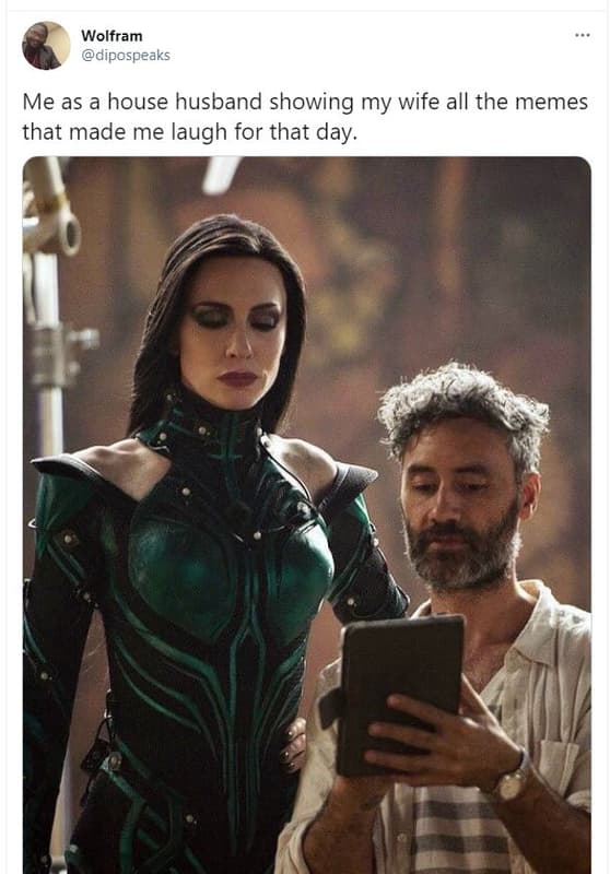 Wolfram dipospeaks me as a house husband showing my wife all the memes that made