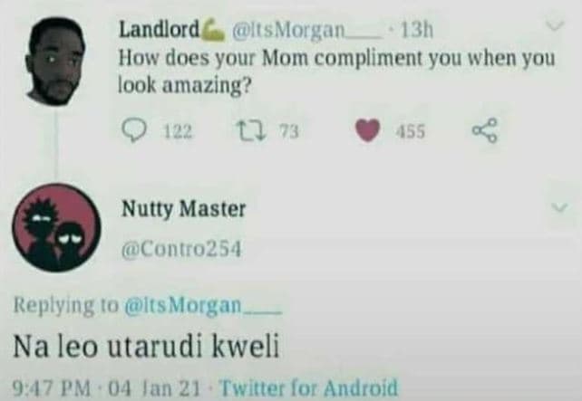 Landlord ismorgan 13h how does your mom compliment you when you look amazing? 12