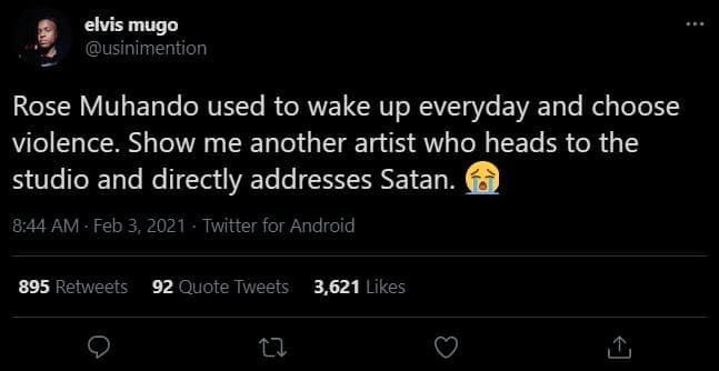 Elvis mugo usinimention rose muhando used to wake up everyday and choose violenc