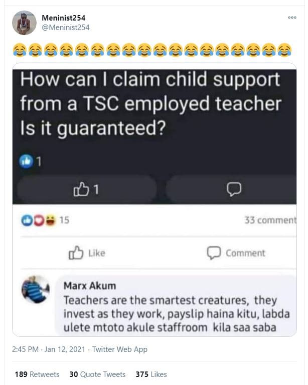 Meninist254 meninist254 gee how can 1 claim child support from a tsc employed te