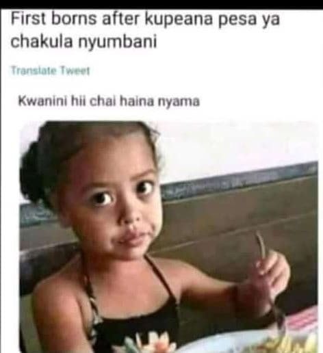 First borns after kupeana pesa ya chakula nyumbani tronstole eci kwanini h chal