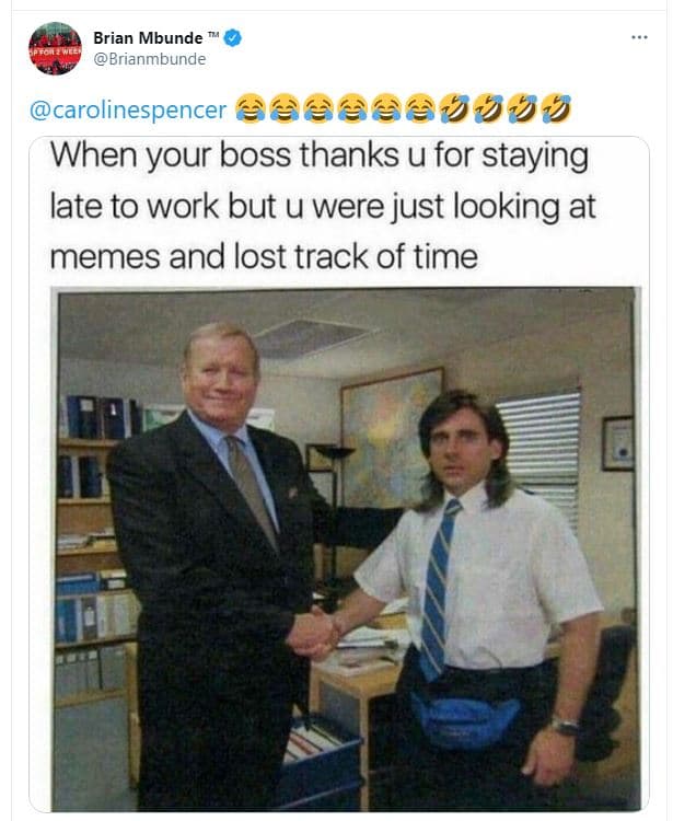 Brian mbunde brianmbunde carolinespencer a3i when your boss thanks u for staying