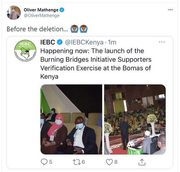Oliver mathenge olivermathenge before the deletion . iebc iebc iebckenya im happ