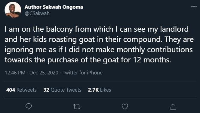 Author sakwah ongoma csakwah am on the balcony from which i can see my landlord