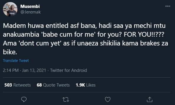 Musembi jeremak madem huwa entitled asf bana, hadi saa ya mechi mtu anakuambia '