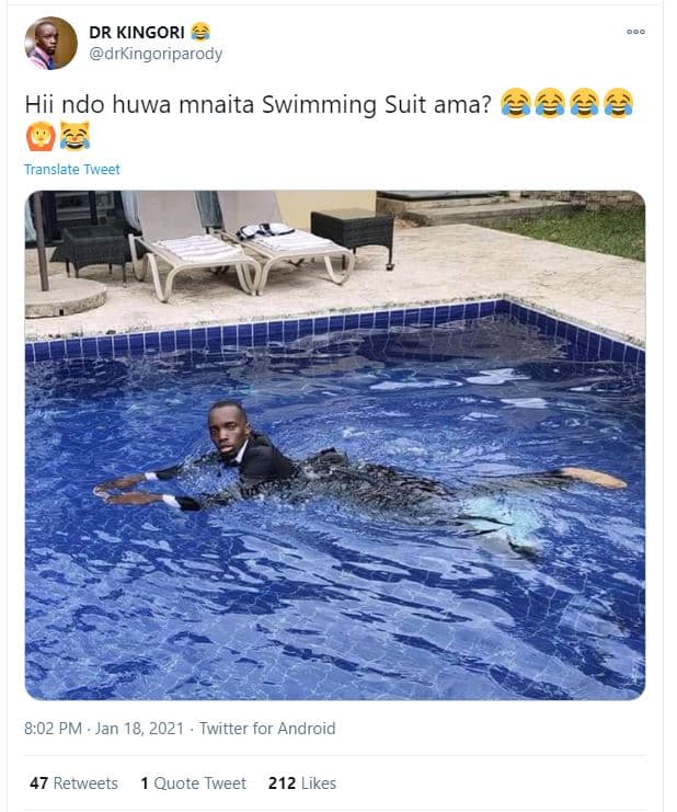 Dr kingori drkingoriparody hii ndo huwa mnaita swimming suit ama? ee6 translate