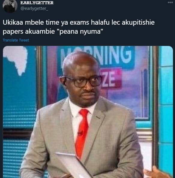 Earlygetter earlygetter _ ukikaa mbele time ya exams halafu lec akupitishie pape