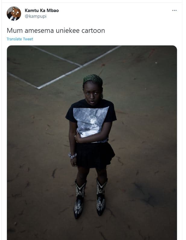 Kamtu ka mbao kampupi mum amesema uniekee cartoon translate tweet