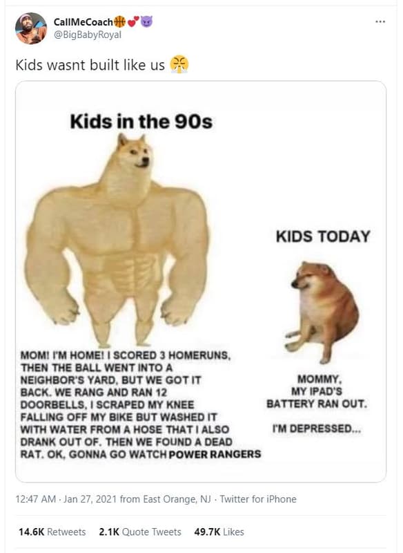 Callmecoach bigbabyroyal kids wasnt built like us kids in the 9os kids today mom