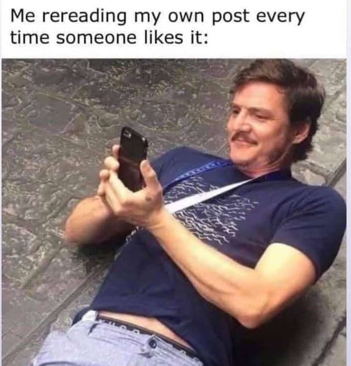 Me rereading my own post every time someone likes it