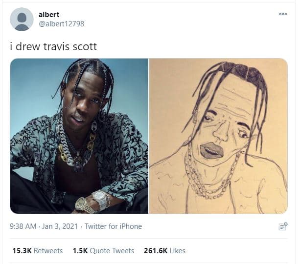 Albert albert12798 drew travis scott 9.38 am jan 3, twitter for iphone 15.3k ret