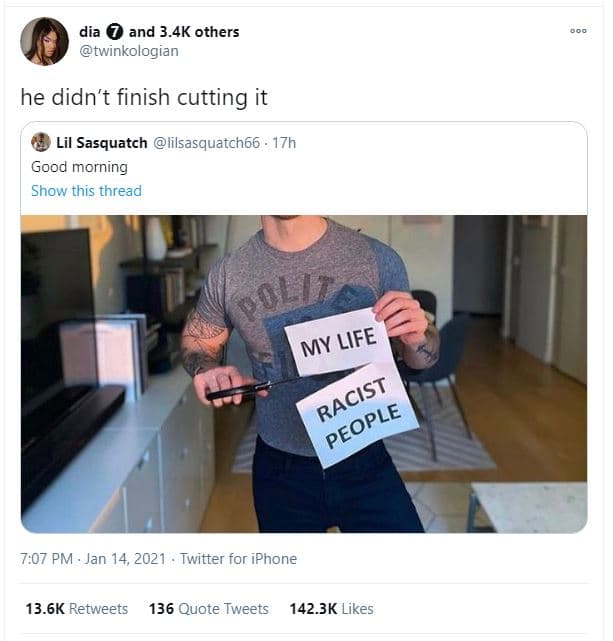 Dia and 3.4k others twinkologıan he didn't finish cutting it lil sasquatch lilsa