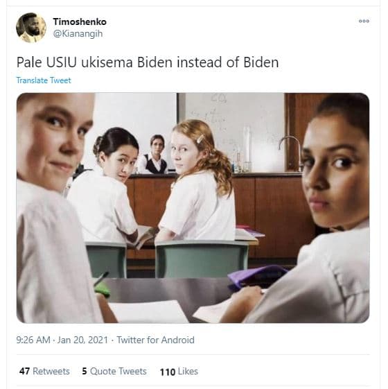 Timoshenko kianangih pale usiu ukisema biden instead of biden translate tweet 9.