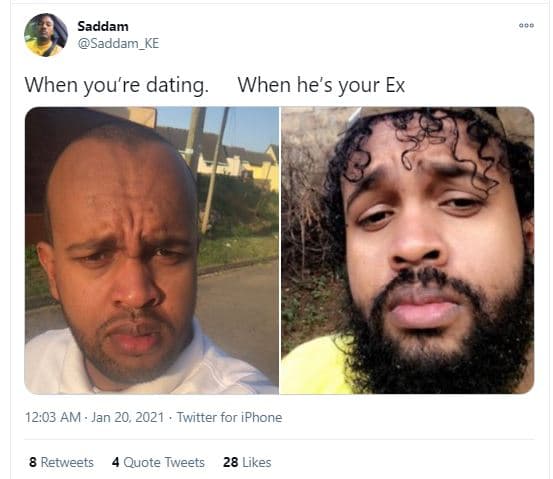Saddam saddam_ke when youre dating. when he's your ex 12.03 am jan 20, twitter f