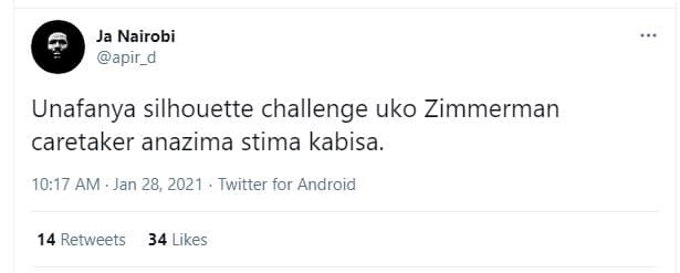 Ja nairobi apir_d unafanya silhouette challenge uko zimmerman caretaker anazima