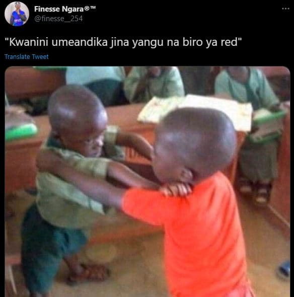 Finesse ngara finesse 254 'kwanini umeandika jina yangu na biro ya red translate