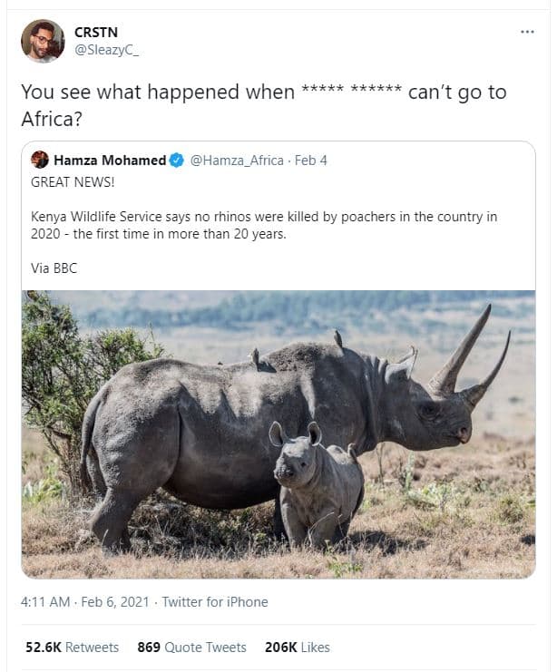 Crstn sleazyc you see what happened when xx can't go to africa? hamza mohamed gr