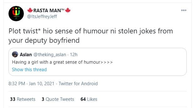 Rasta man itsjeffreyjeff plot twist hio sense of humour ni stolen jokes from you