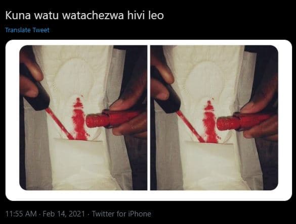 Kuna watu watachezwa hivi leo translate tweet 11.55 am , feb 14, twitter for iph