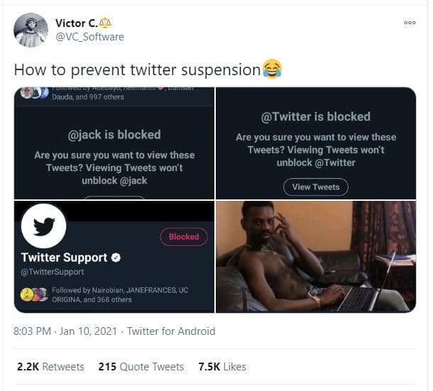 Victor c. vc_software how to prevent twitter suspension dauda,and 997 others twi