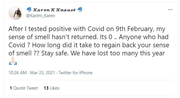 Karen x xnaust karimi_karen after tested positive with covid on 9th february, my