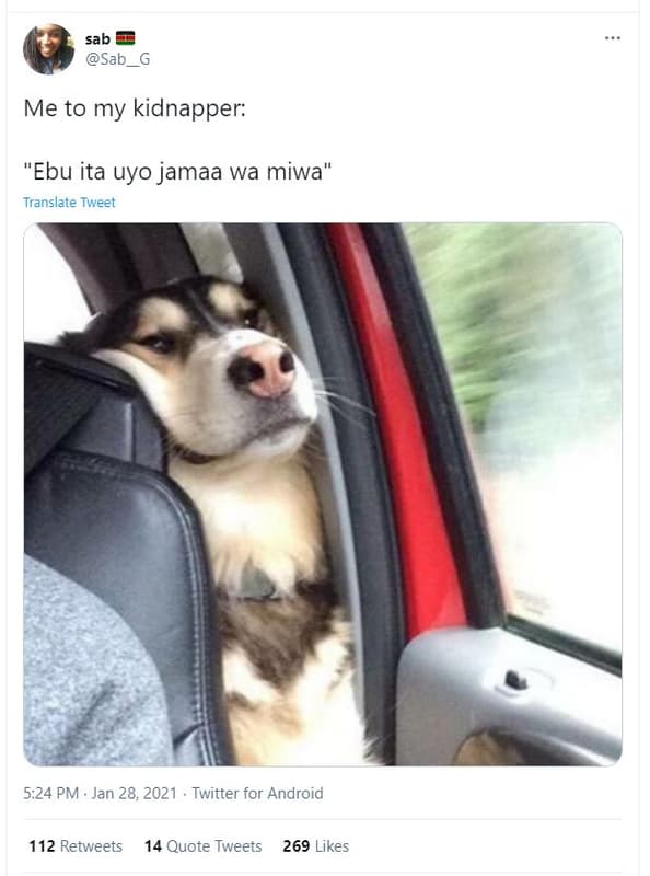 Sab sab_g me to my kidnapper 'ebu ita uyo jamaa wa miwa translate tweet 5.24 pm