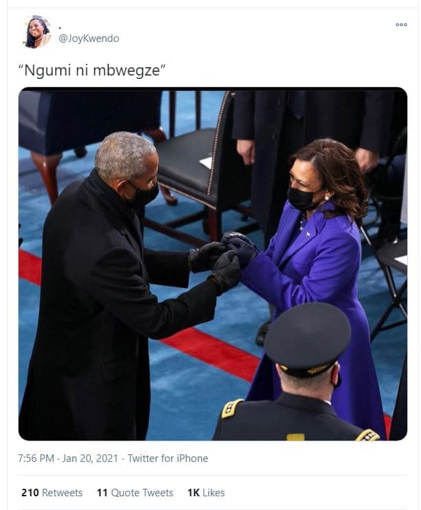 Joykwendo ngumi ni mbwegze 7.56 pm jan 20, twitter for iphone 210 retweets 11 qu