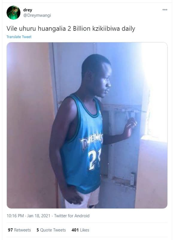Drey dreymwangi vile uhuru huangalia 2 billion kzikiibiwa daily translate tweet