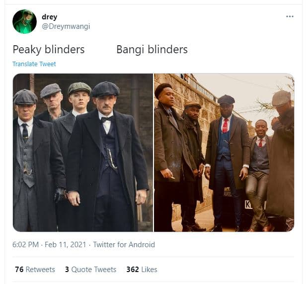 Drey dreymwangi peaky blinders translate twveet bangi blinders 6.02 pm feb 11, t