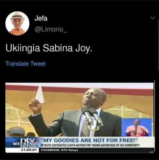 Jefa limorio_ ukiingia sabina joy. translate tweet my goodies are not for free!