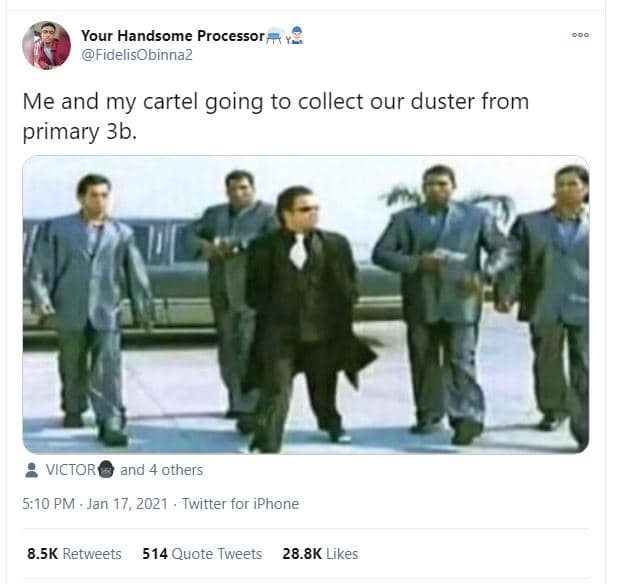 Your handsome processor fidelisobinnaz me and my cartel going to collect our dus